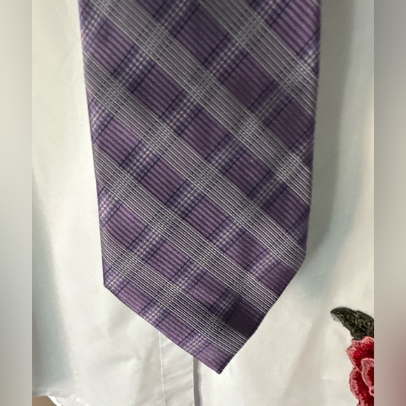 NWOT Nautica 100% silk purple plaid necktie - Picture 3 of 7